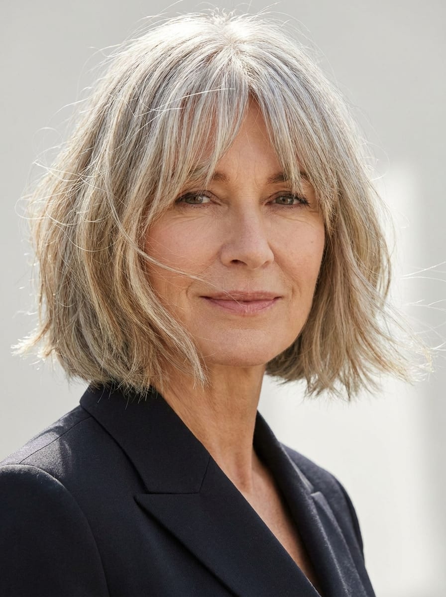 Short Bob mit Curtain Bangs - Kurzhaarfrisur ab 60
